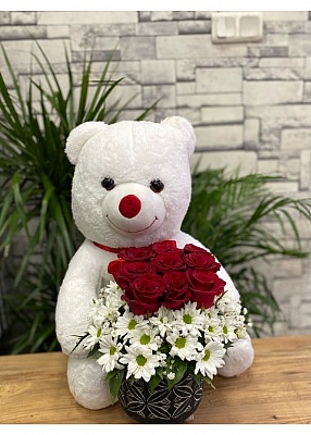 Krmz gll ayakl saks, byk beyaz ayl